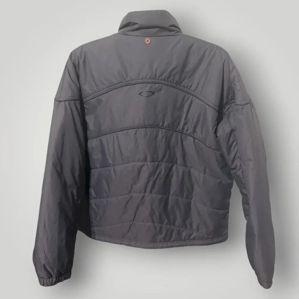 Vintage Y2K Oakley Software Center Logo Insulated Nylon Jacket Grey Mens XL